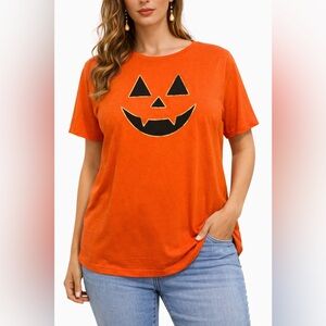 Halloween Orange Shirt Short Sleeve Women's Size XL